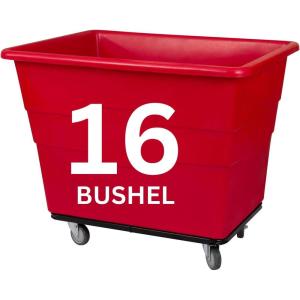 ReadySpace Commercial 16 Bushel Utility Cart with Steel Base, Poly Box Basket Truck, Laundry Cart, and Rolling Trash Bin, 47-Inch x 34.75-Inch x 35.5-Inch, 1000 Pound Weight Capacity, Gray(Red)