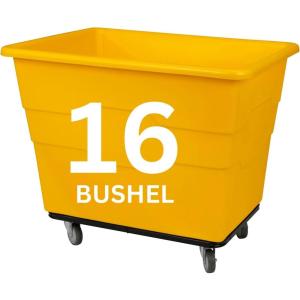 ReadySpace Commercial 16 Bushel Utility Cart with Steel Base, Poly Box Basket Truck, Laundry Cart, and Rolling Trash Bin, 47-Inch x 34.75-Inch x 35.5-Inch, 1000 Pound Weight Capacity, Gray(Yellow)