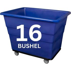 ReadySpace Commercial 16 Bushel Utility Cart with Steel Base, Poly Box Basket Truck, Laundry Cart, and Rolling Trash Bin, 47-Inch x 34.75-Inch x 35.5-Inch, 1000 Pound Weight Capacity, Gray(Blue)