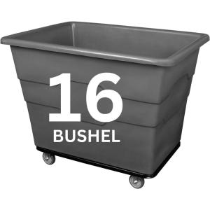 ReadySpace Commercial 16 Bushel Utility Cart with Steel Base, Poly Box Basket Truck, Laundry Cart, and Rolling Trash Bin, 47-Inch x 34.75-Inch x 35.5-Inch, 1000 Pound Weight Capacity, Gray(Gray)