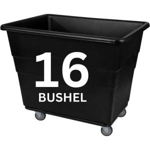 ReadySpace Commercial 16 Bushel Utility Cart with Steel Base, Poly Box Basket Truck, Laundry Cart, and Rolling Trash Bin, 47-Inch x 34.75-Inch x 35.5-Inch, 1000 Pound Weight Capacity, Gray(Black)