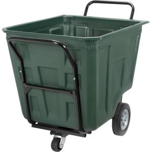 ReadySpace Heavy Duty Plastic Transport Cart for Trash and Bulky Items for Commercial or Home Use, 30-Inch W x 48-Inch D x 34-Inch H, 60 Gallon Capacity, 76460GREYRS, Gray(Green)