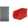Akro-Mils 30161: Wall Mount Storage Panel, 36×61, Grey & 30265 AkroBins, 18×8.25×9, Red, 6-Pack