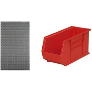 Akro-Mils 30161: Wall Mount Storage Panel, 36×61, Grey & 30265 AkroBins, 18×8.25×9, Red, 6-Pack