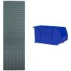 Akro-Mils 18″x61″ Steel Wall Mount Louvered Panel with 6-Pack of 18″x8.25″x9″ AkroBins Stackable Plastic Storage Bins (Blue), Organization Bundle for Garage, Workshop, Classroom
